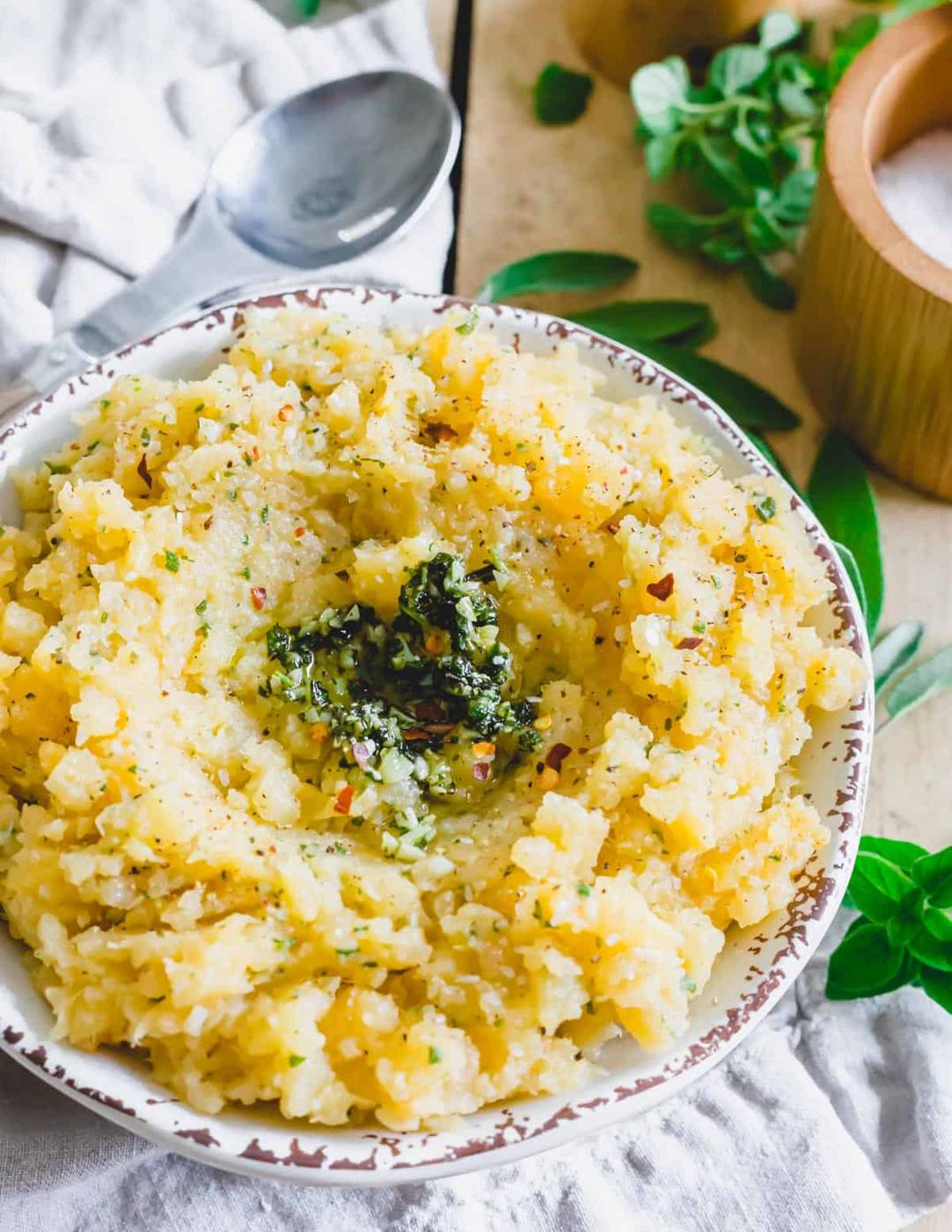 Mashed Rutabaga with Garlic Herb Butter
