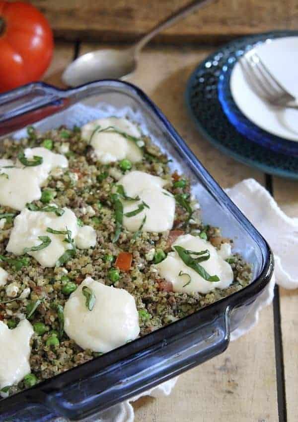 Beef Pesto Quinoa Bake