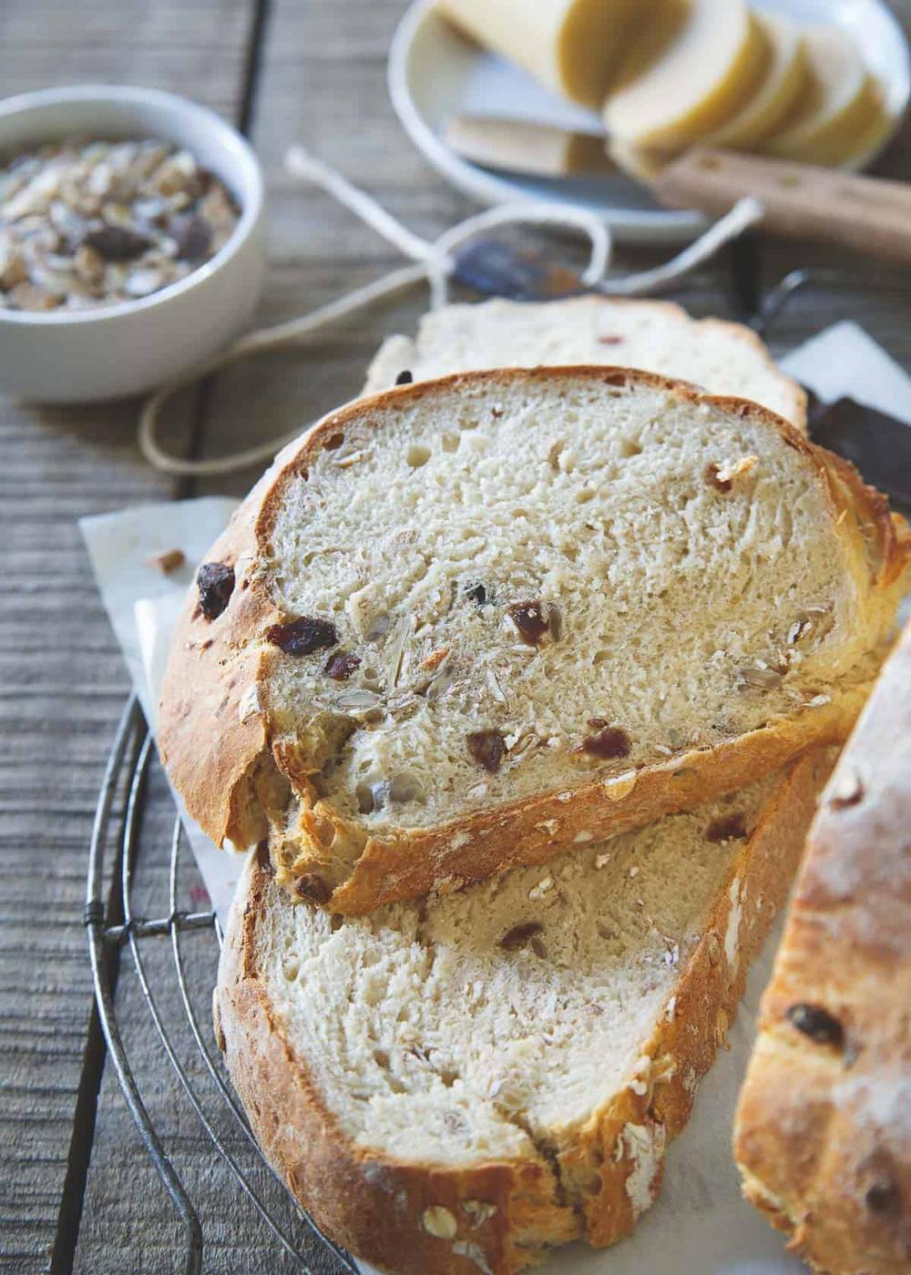 This hearty, part whole wheat muesli bread can't be beat straight out of the oven.