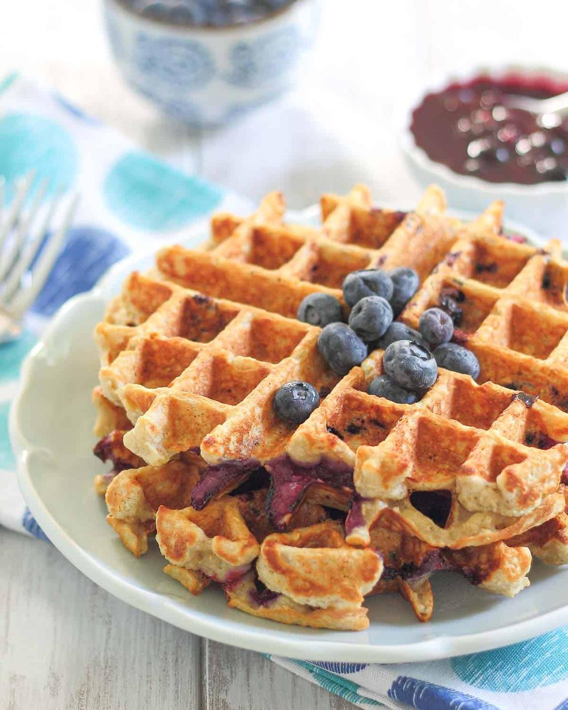 Blueberry Oatmeal Waffles