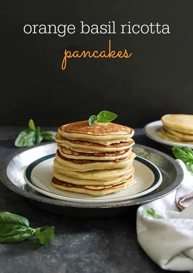 Orange Basil Ricotta Pancakes