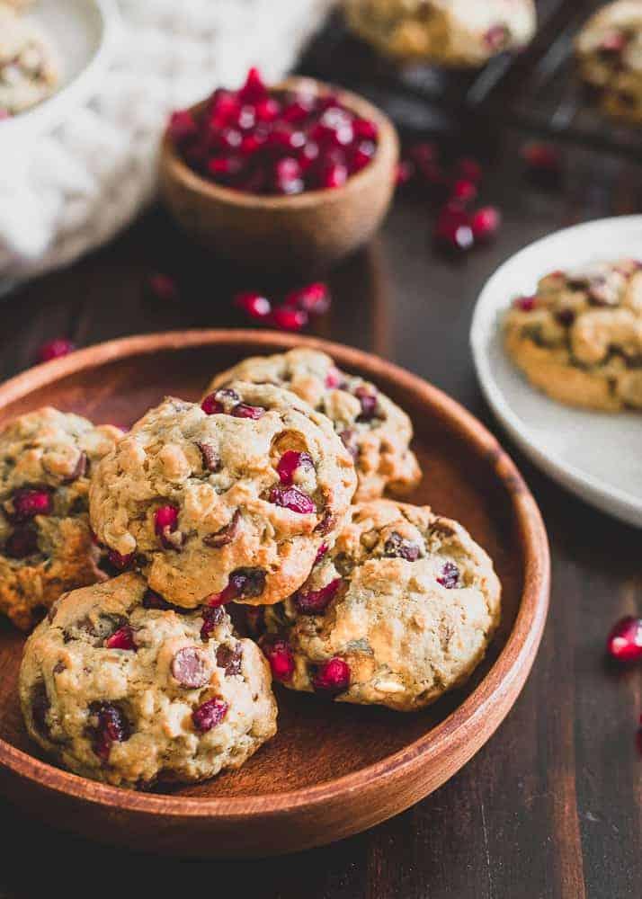 Orange Pomegranate Oatmeal Chocolate Chip Cookies