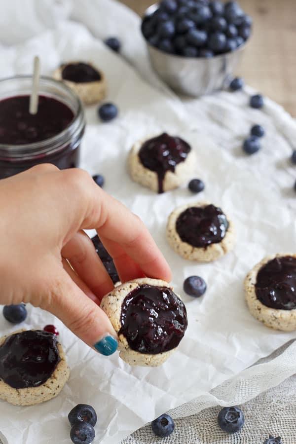 Paleo Blueberry Thumbprint cookies