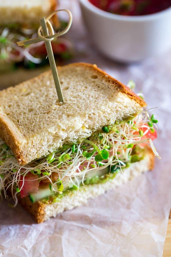 Mexican Avocado Spread Sandwiches with Sprouts