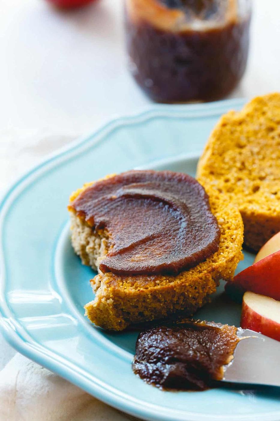 Start your day with one of these paleo pumpkin english muffins, ready in just 2 minutes in the microwave. A great fall twist on a classic!