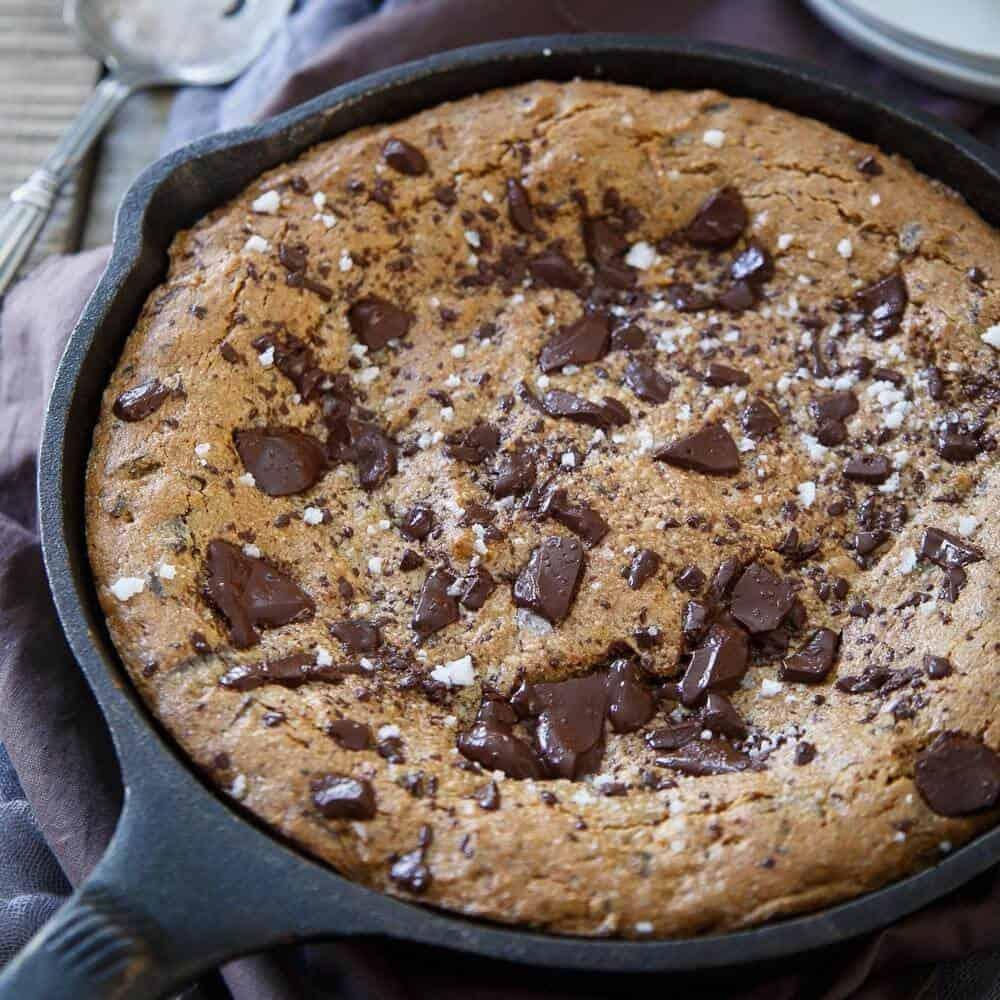 Paleo Salted Chocolate Chip Cookie Skillet
