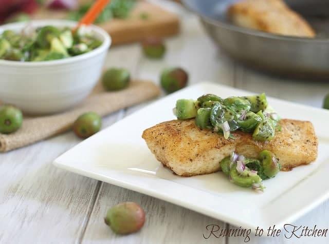 Pan Fried Halibut with Kiwi Berry Salsa