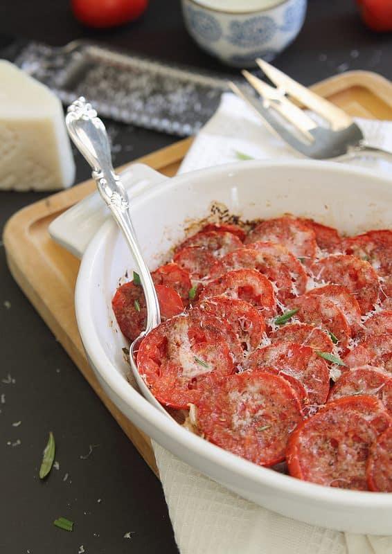 Parmesan Tomato Gratin | runningtothekitchen.com