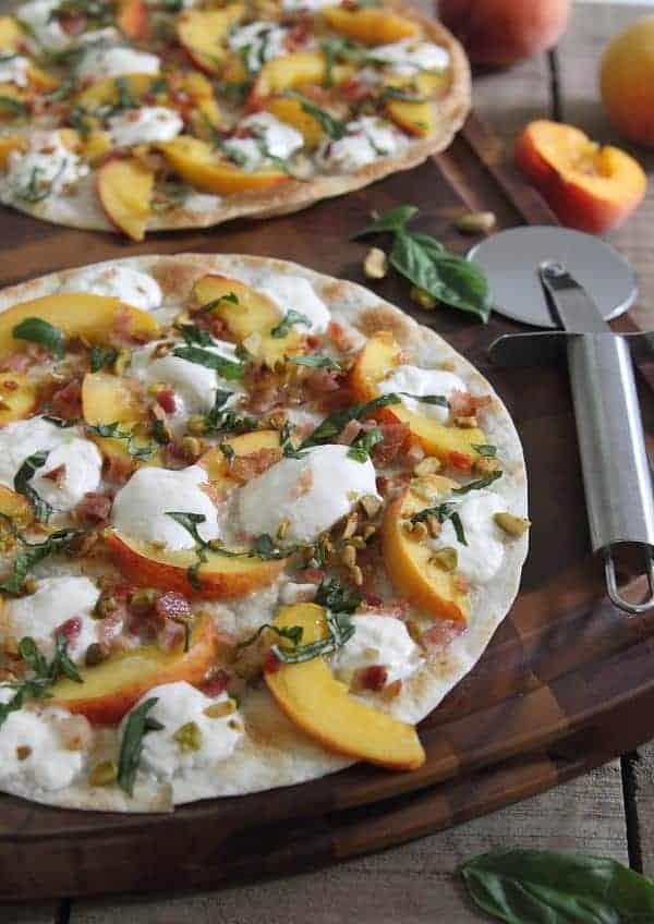 Peach Burrata Bacon Quesadilla