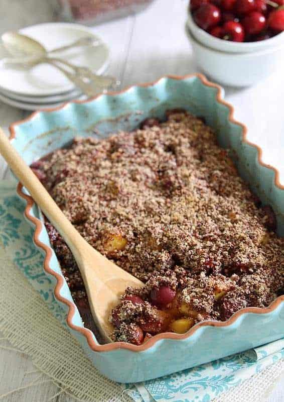 Peach and Cherry Quinoa Crumble