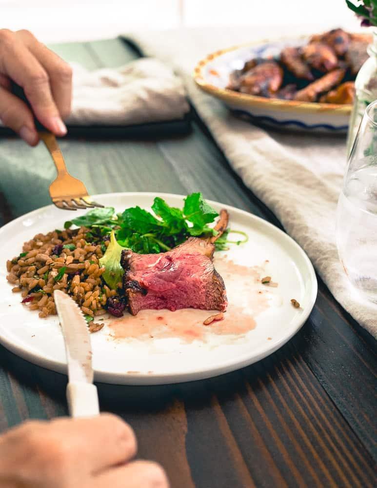 Nothing's better than a perfectly medium rare grilled lamb chop for a summer meal!