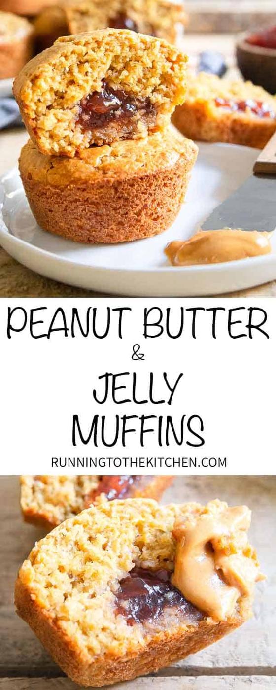 Pack one of these peanut butter jelly muffins in a lunchbox for kids or an afternoon pick me up for a long work day!