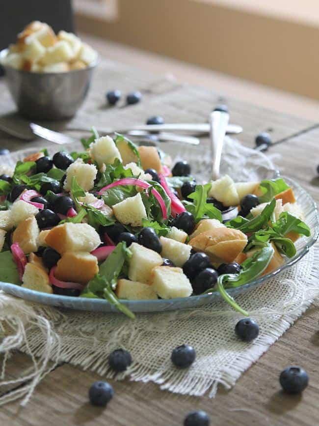 Pickled blueberry panzanella