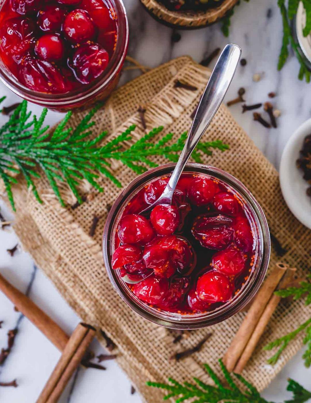How to make quick pickled refrigerator cranberries.