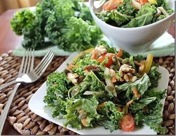 Pumped up Kale Salad with Hummus Dressing