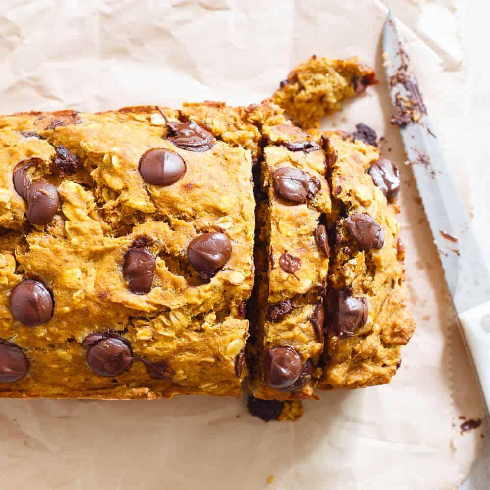 Pumpkin Banana Chocolate Chip Bread