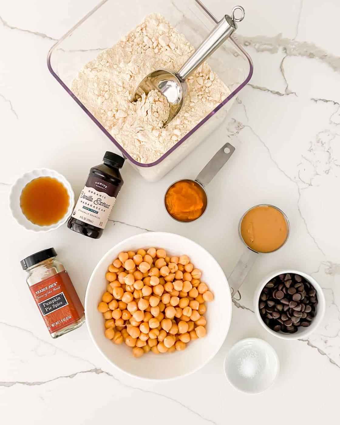 ingredients to make no-bake edible pumpkin cookie dough
