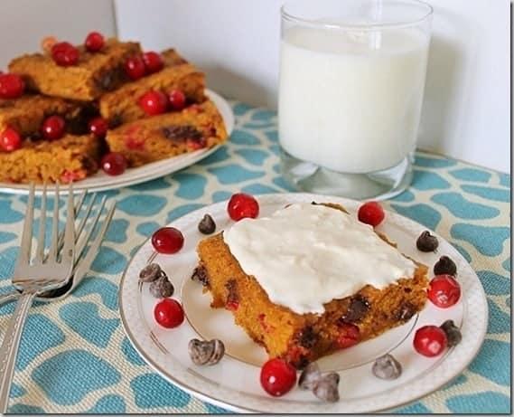 Pumpkin Cranberry Chocolate Chip Bars
