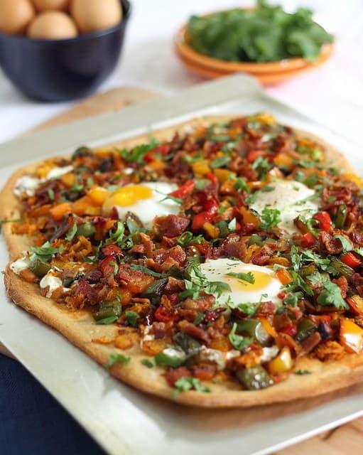 Hearty breakfast pizza