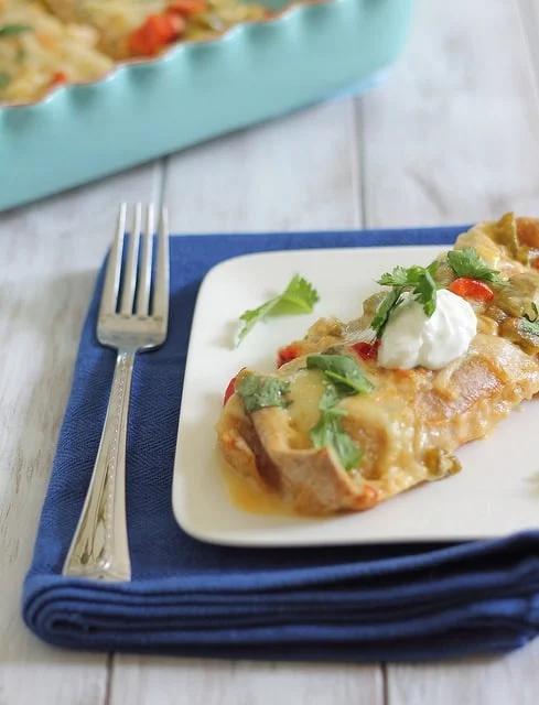 Cheesy white chicken enchiladas