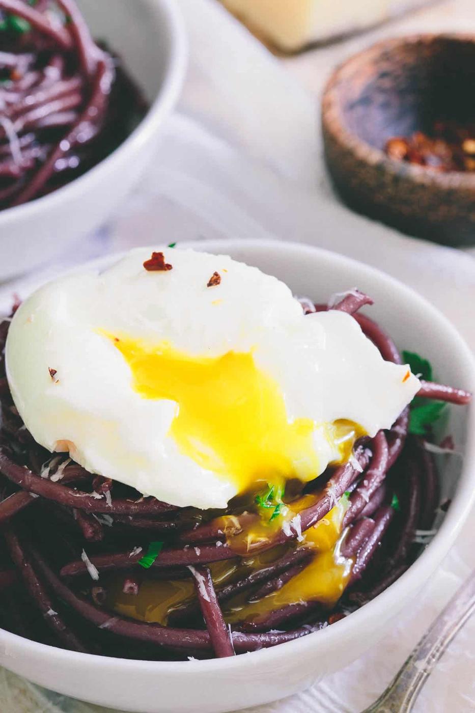 Simple, elegant and easy, this red wine garlic bucatini is great for either a quick weeknight meal or a special weekend occasion.