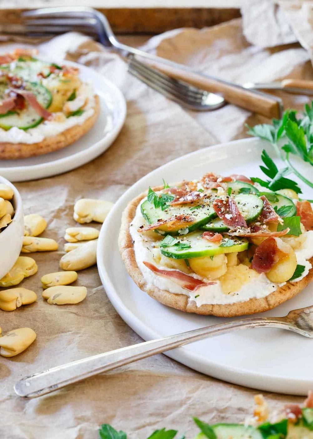 This fava bean grilled pita bites are an explosion of flavors with each bite.