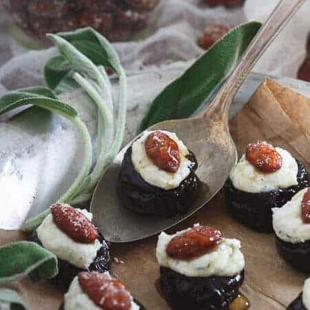 Ricotta Sage Honey Stuffed Prunes