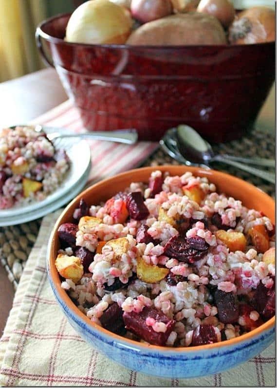 Roasted Beet and Squash Goat Cheese Barley