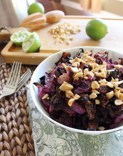 Roasted Cabbage with Lime Peanut Sauce
