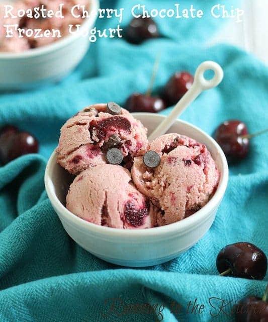Roasted Cherry Chocolate Chip Frozen Yogurt