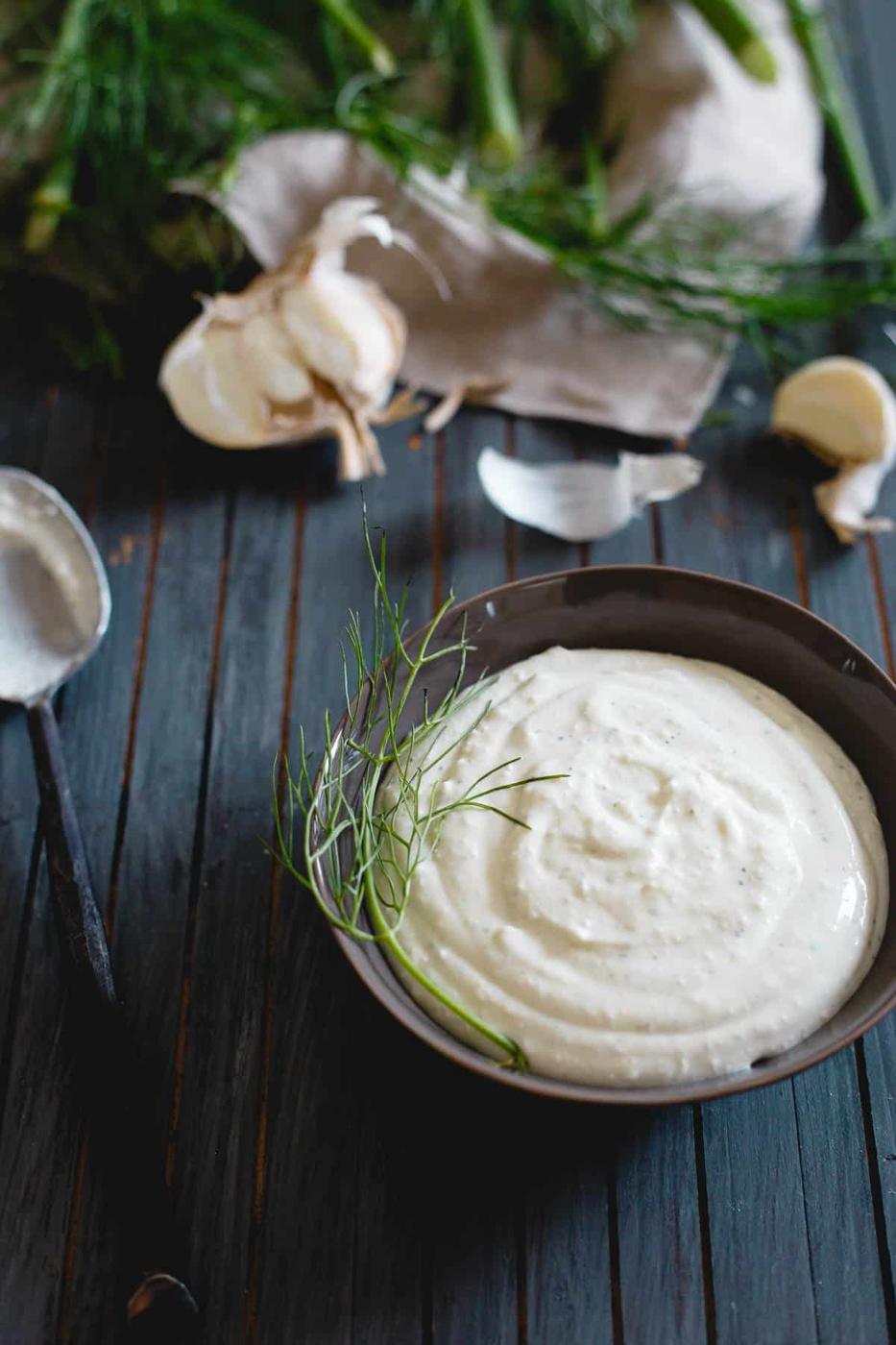 Creamy whipped garlic feta and ricotta cheese is the base for this delicious roasted eggplant fennel pizza.