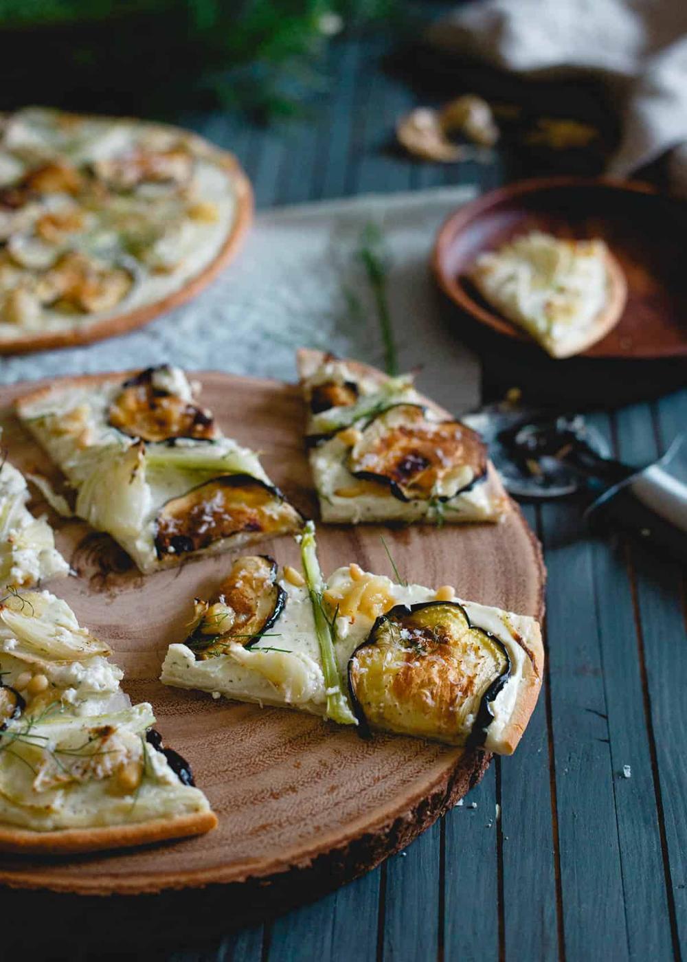 Jazz up pizza night with this roasted eggplant fennel pizza, packed full of delicious winter flavors!