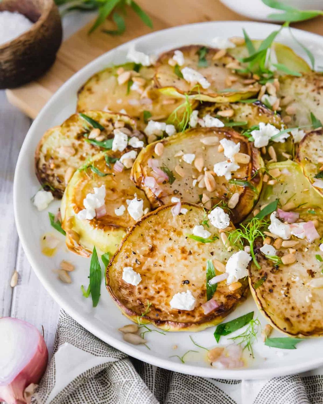 Roasted Kohlrabi with Lemon Shallot Vinaigrette
