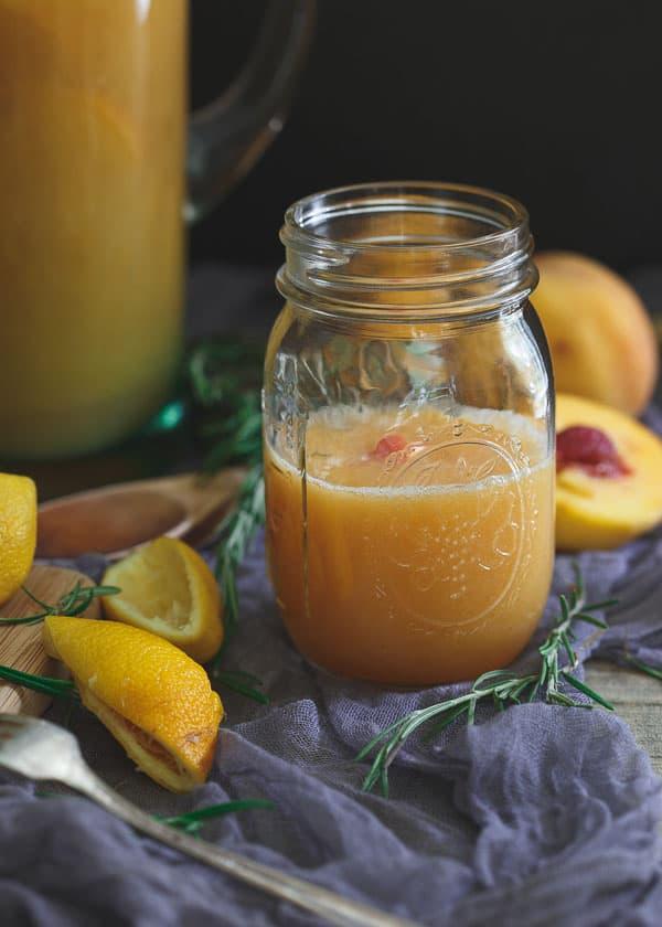 Roasted Peach Rosemary Lemonade