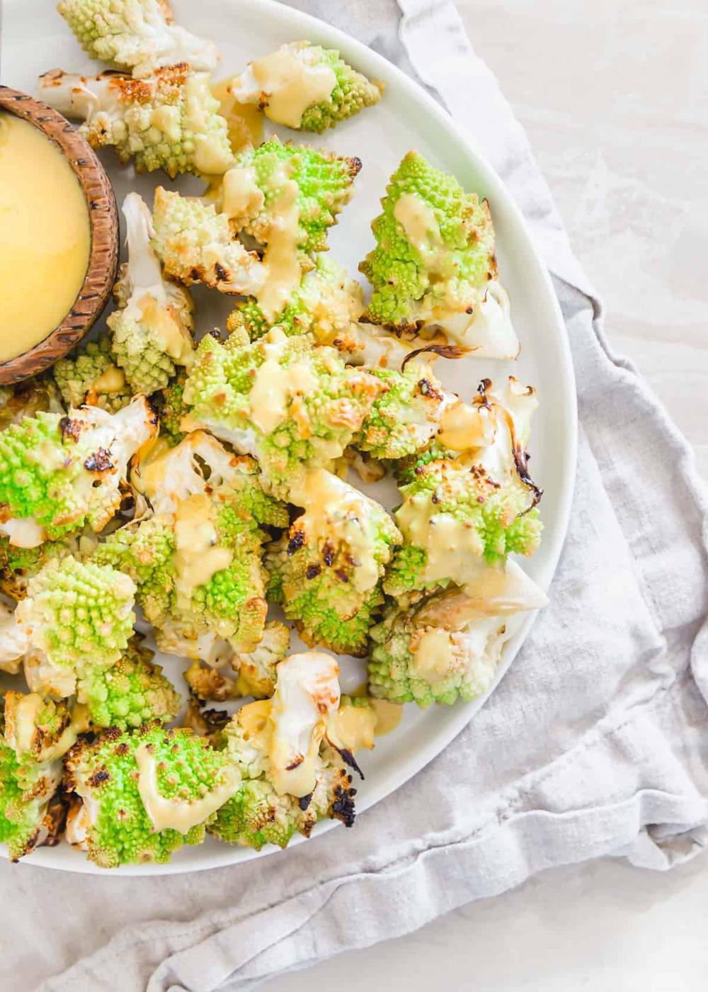 Roasted Romanesco with Turmeric Tahini Sauce