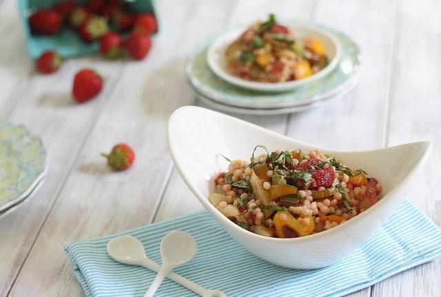 Couscous with roasted strawberries