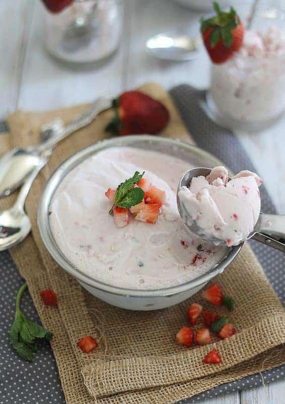 Roasted Strawberry Mint Ice Cream