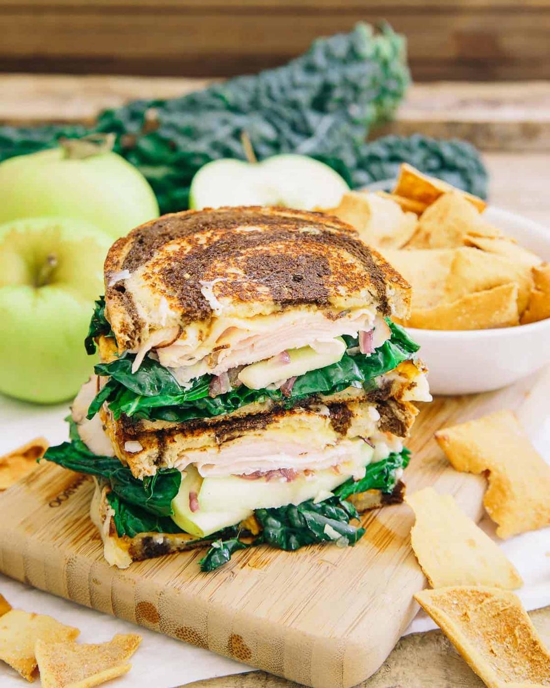 Your mouth will be happy with every bite of this roasted sweet potato apple ham pressed sandwich.