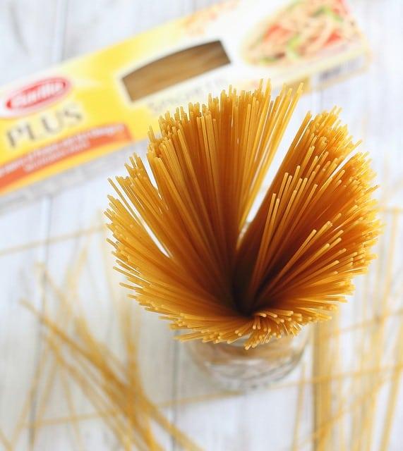 Spaghetti with roasted tomato peach sauce
