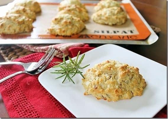 Rustic Rosemary Cheddar Bacon Biscuits