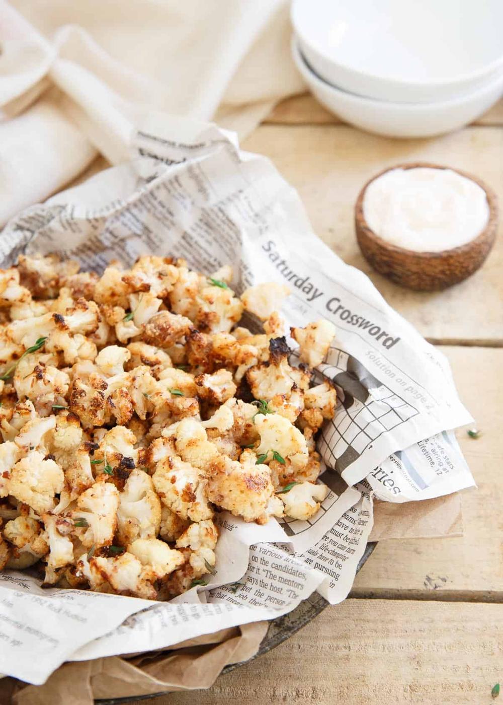 If you love popcorn shrimp, you'll love this salt and vinegar popcorn cauliflower. Just as addictive but a lot healthier.