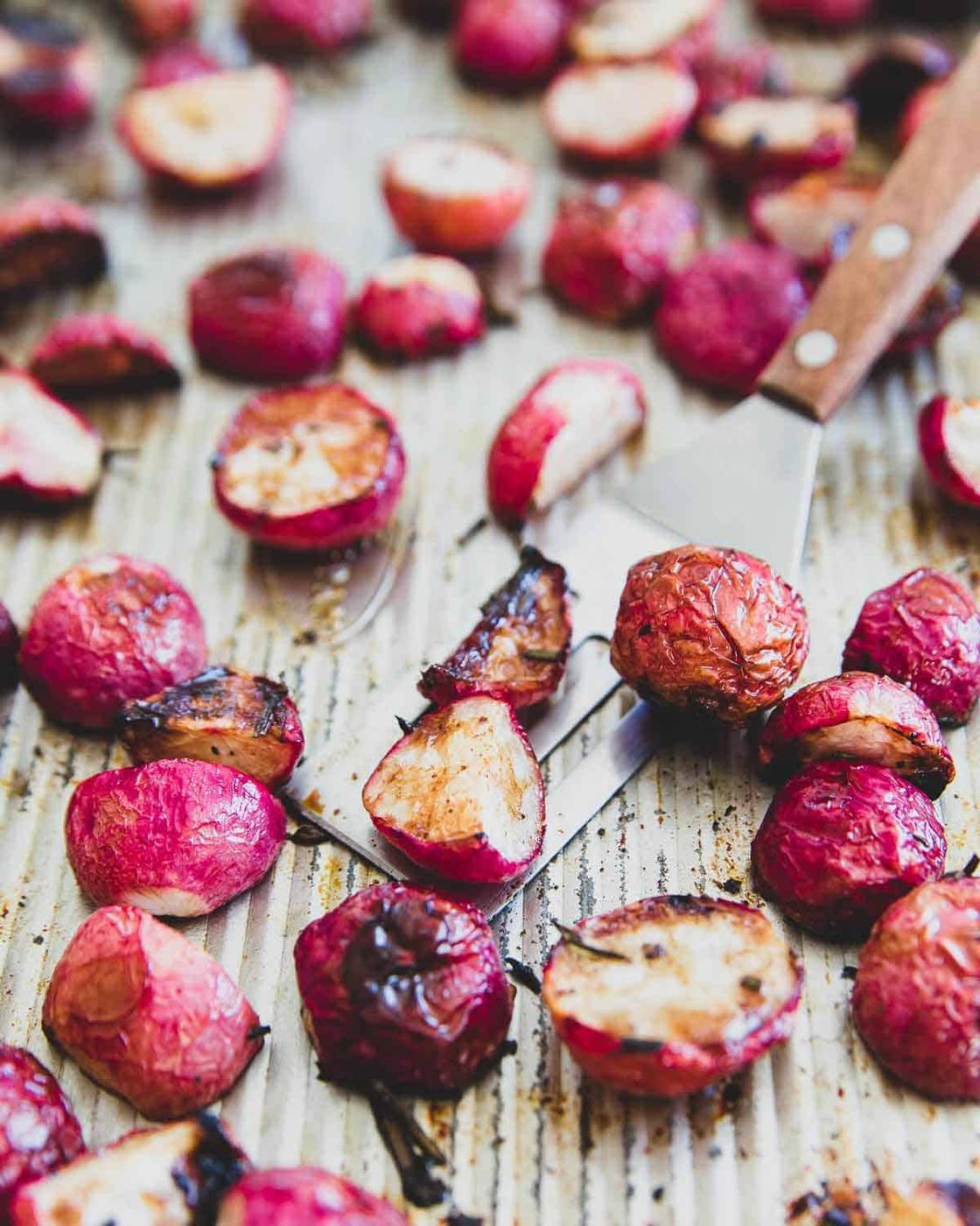 This simple roasted radish recipe makes the perfect easy vegetarian side dish for spring.