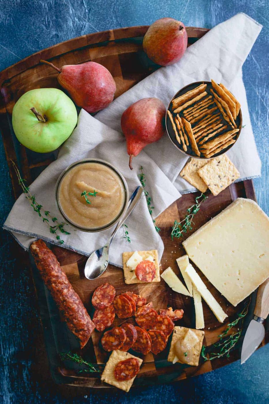 This savory thyme pear apple butter is so simple to make, bursting with fall flavors and pairs deliciously with everything from a dinner roast to an appetizer spread.
