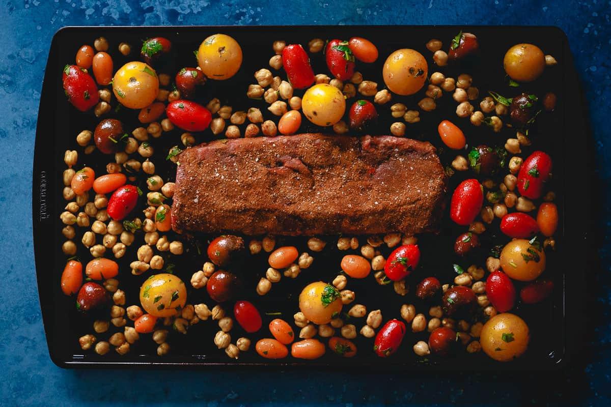 This one pan dinner lamb dinner is ready in just 20 minutes and packed with flavor.