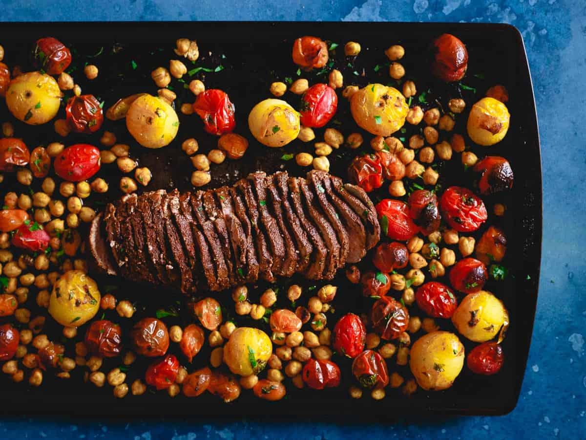 Feed the whole family on one pan and in just 20 minutes with this simple sheet pan roasted lamb.