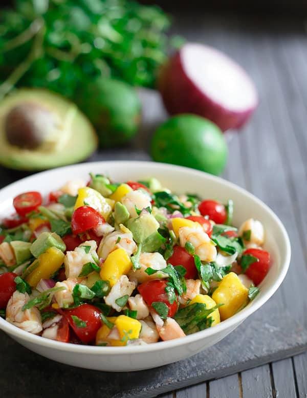 Shrimp avocado mango lime salad