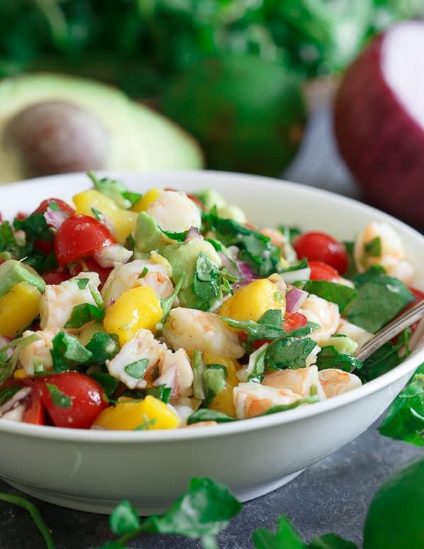 Shrimp mango avocado lime salad