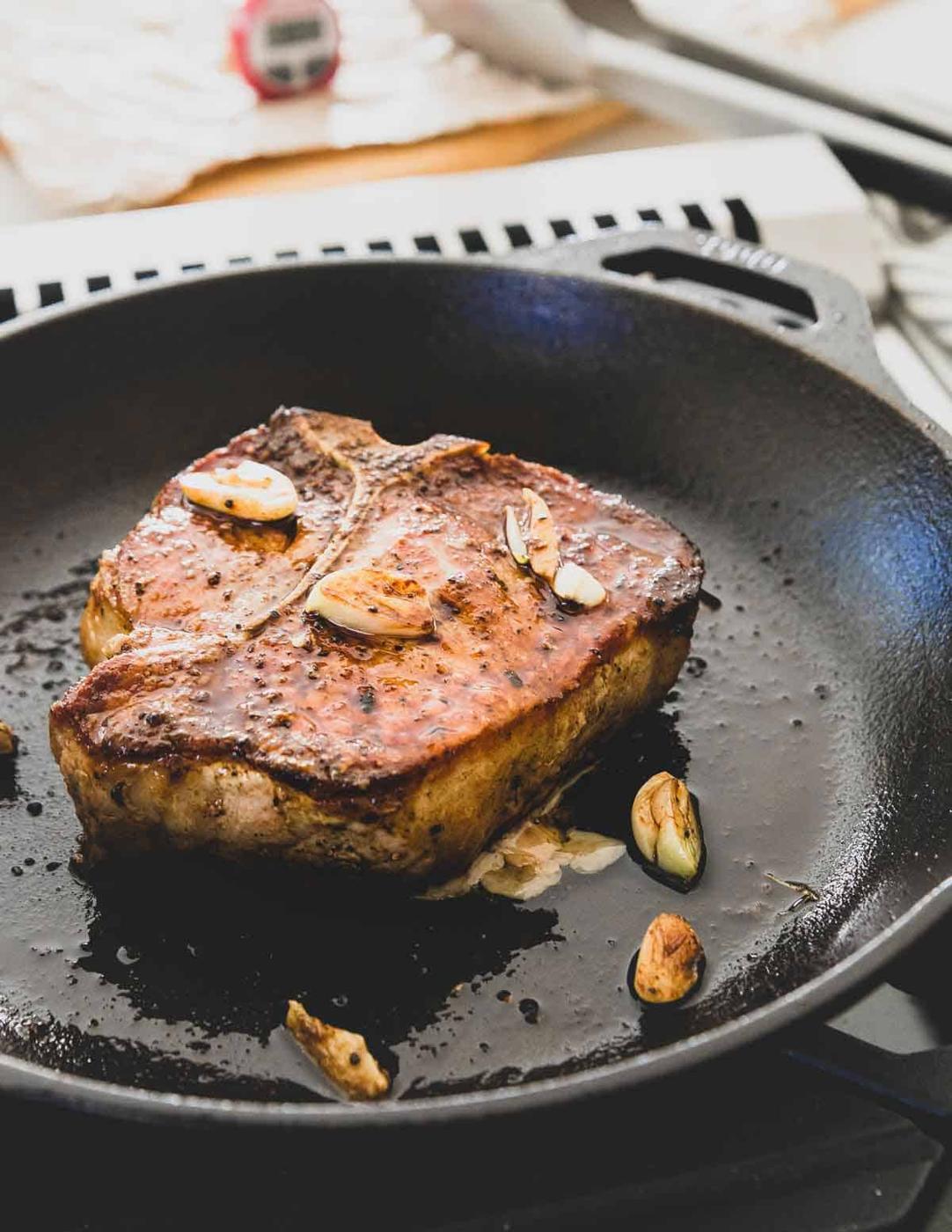 Easiest and best pork chops cooked in a skillet with just 4 simple ingredients.