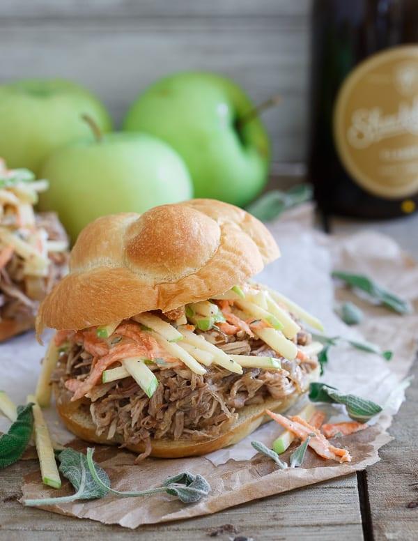 Slow Cooker BBQ Apple Pulled Pork Sandwiches