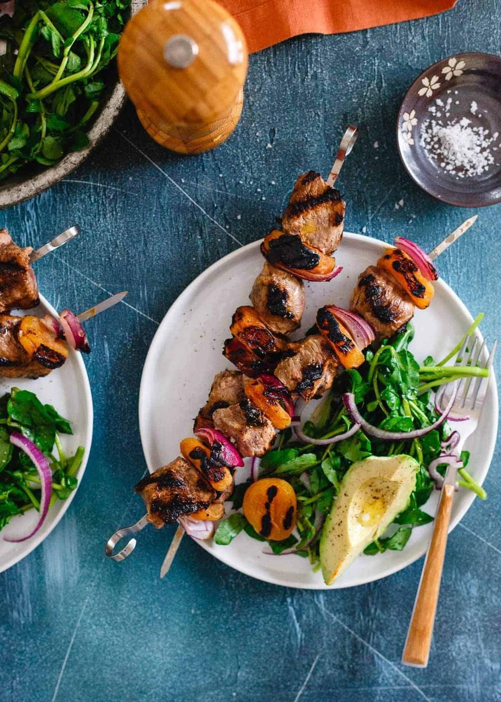 Smoky Grilled Lamb Kebabs with Apricots